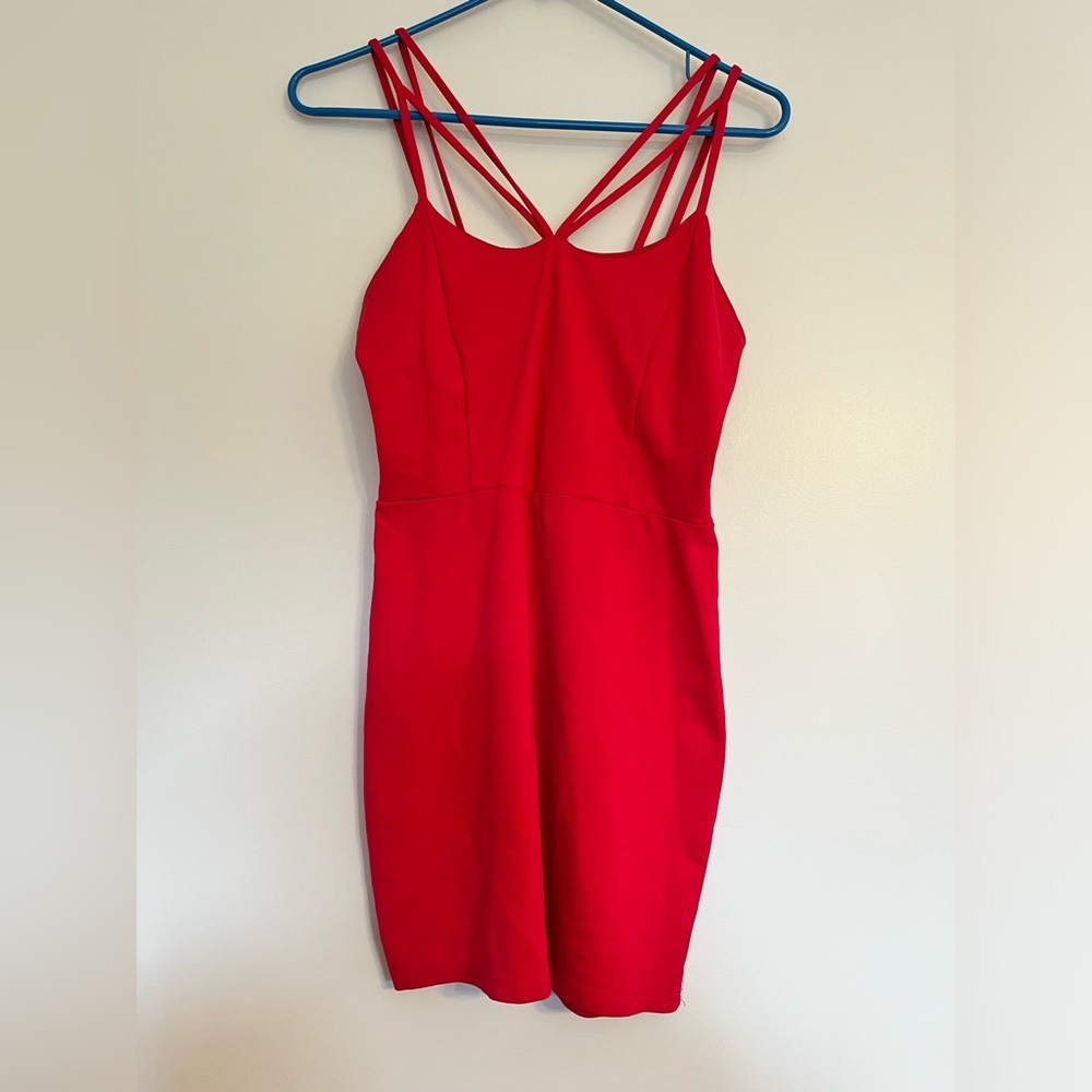 Charlotte Russe Bodycon Strappy Mini Dress‎ Dark Pink Size Medium